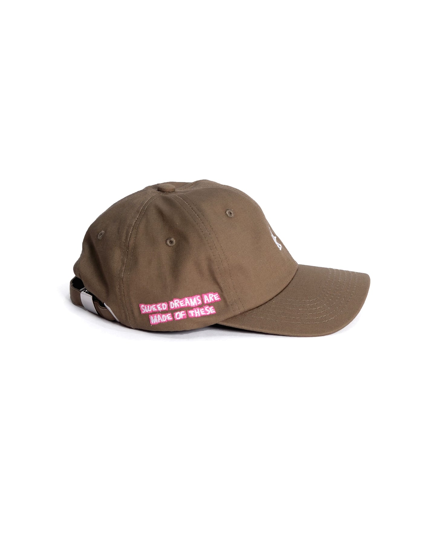 right view, sweed logo, embroidery, evaboutflowers, dad cap, sweed, beige, KK, New era, MLB, NBA, cocoa, brown, assc, anti social social club