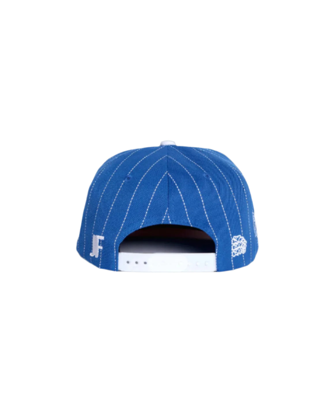 rear view, JF logo, snapback cap, sweed, japson, upcycle, KK, New era, MLB, orlando magic, blue stripe